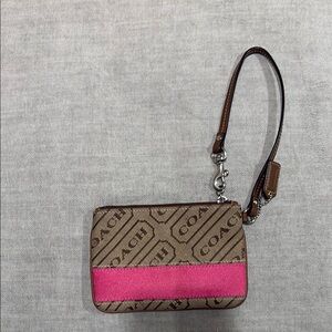 Coach Brown and Pink Wristlet
